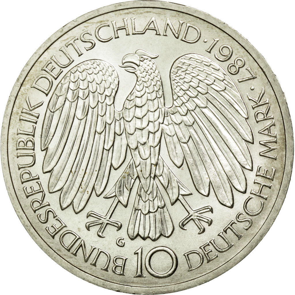 Coin, GERMANY - FEDERAL REPUBLIC, 10 Mark, 1987, Karlsruhe, Germany, MS(60-62)