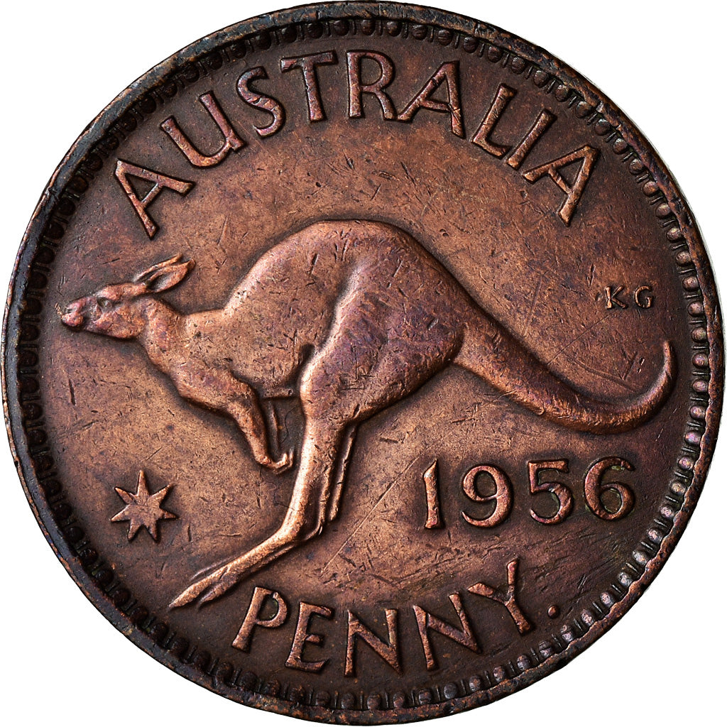 Münze, Australien, Elizabeth II, Penny, 1956, SS+, Bronze, KM:56