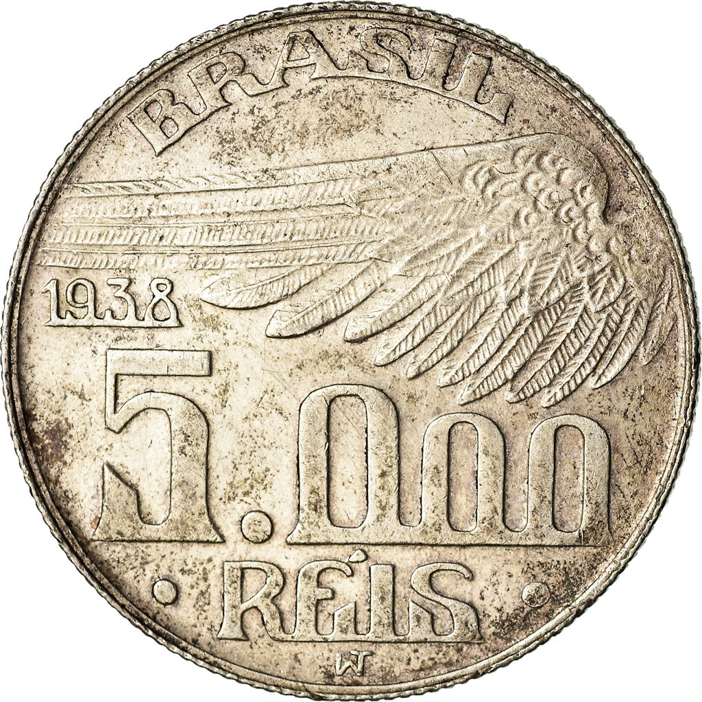 Münze, Brasilien, 5000 Reis, 1938, SS, Silber, KM:543