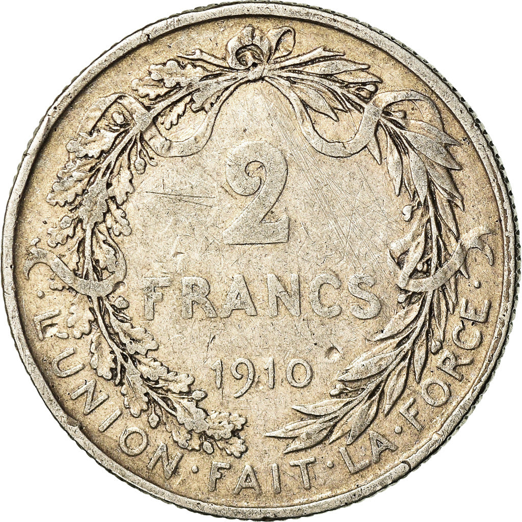 Coin, Belgium, 2 Francs, 2 Frank, 1910, VF(30-35), Silver, KM:74