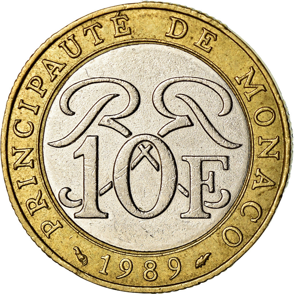 Moneta, Monaco, Rainier III, 10 Francs, 1989, BB, Bi-metallico, KM:163