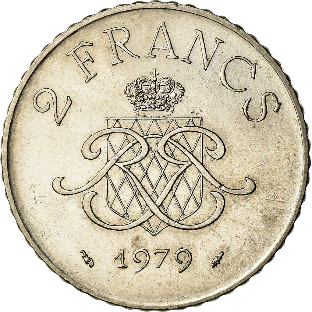 Coin, Monaco, Rainier III, 2 Francs, 1979, EF(40-45), Nickel, KM:157