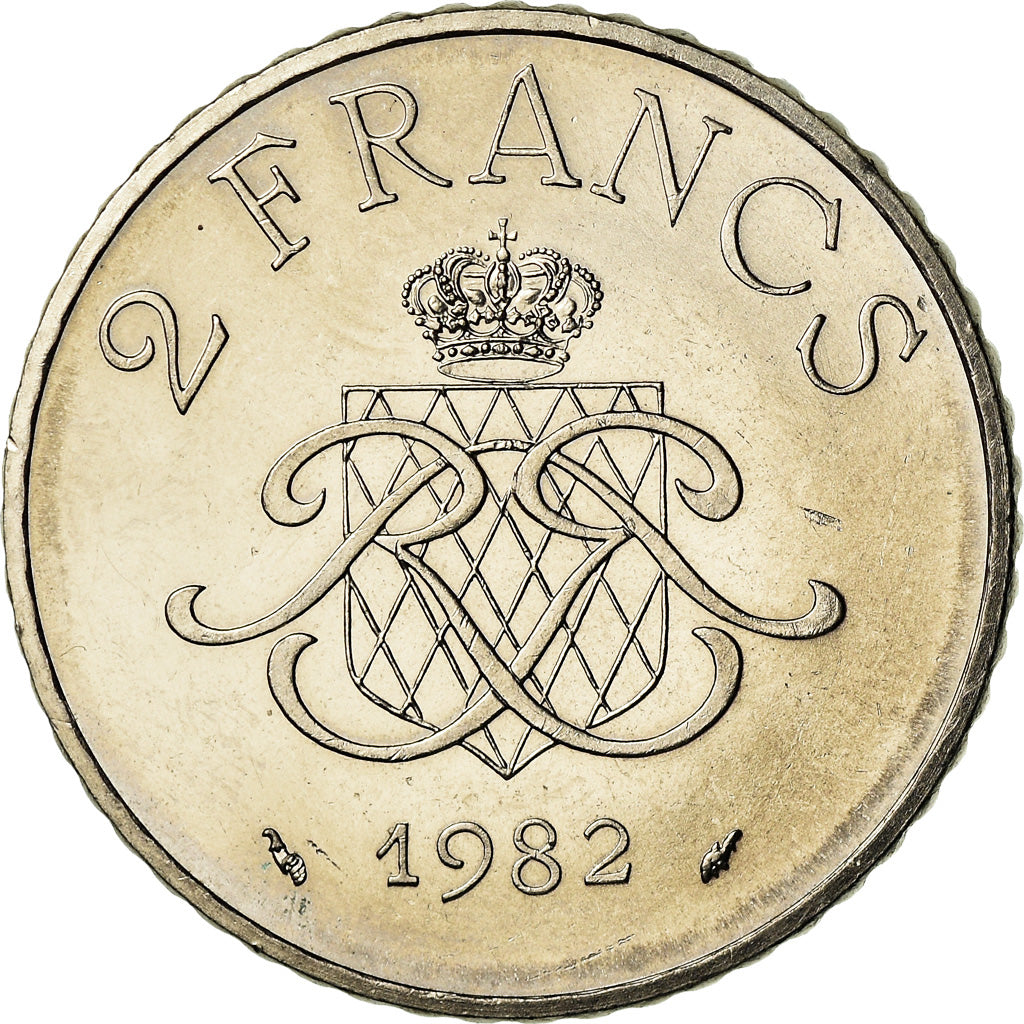 Coin, Monaco, Rainier III, 2 Francs, 1982, AU(50-53), Nickel, KM:157