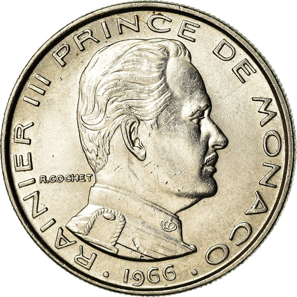 Coin, Monaco, Rainier III, Franc, 1966, AU(55-58), Nickel, KM:140, Gadoury:150