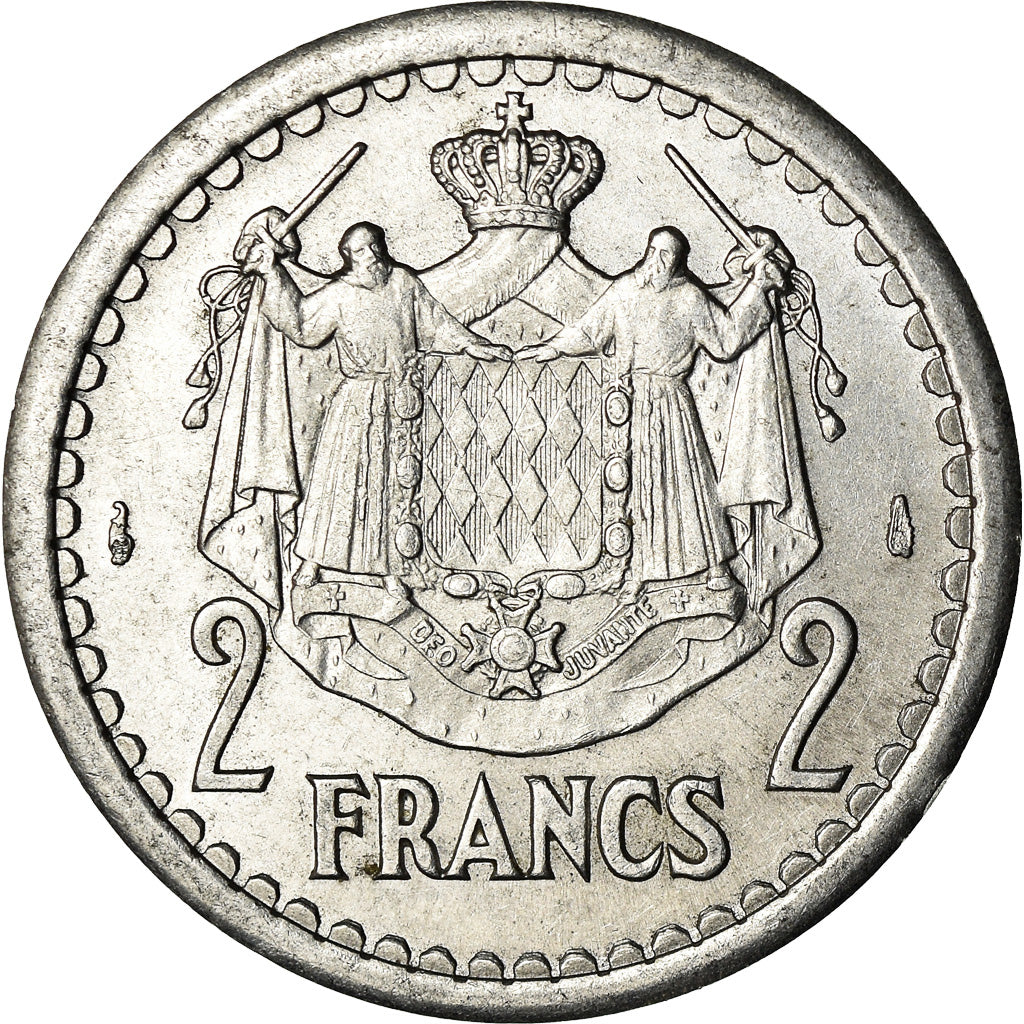 Monnaie, Monaco, Louis II, 2 Francs, Undated (1943), SUP, Aluminium, Gadoury:MC