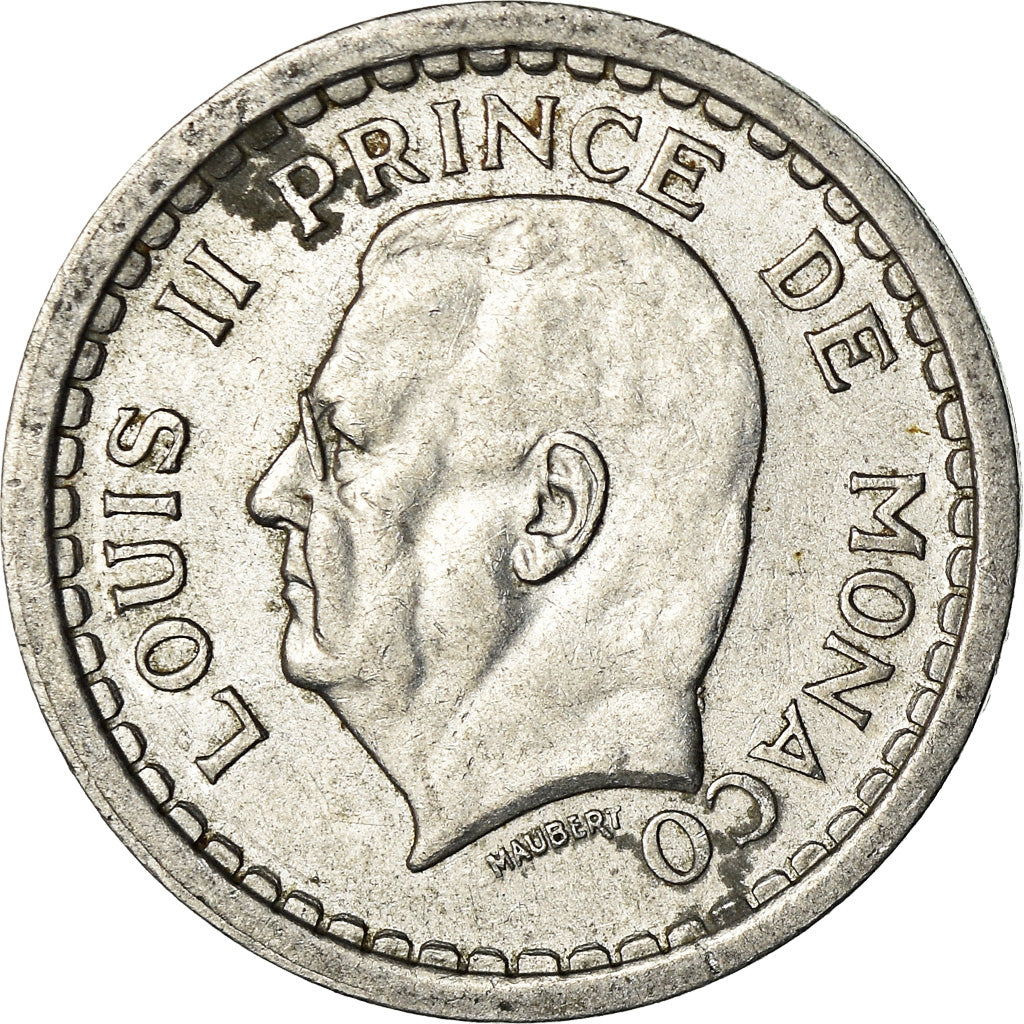 Monnaie, Monaco, Louis II, Franc, 1943, TB+, Aluminium, Gadoury:131, KM:120