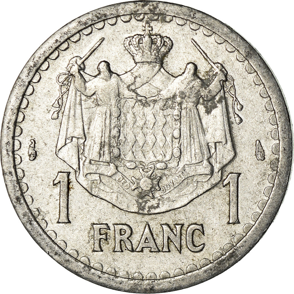 Monnaie, Monaco, Louis II, Franc, 1943, TB+, Aluminium, Gadoury:131, KM:120