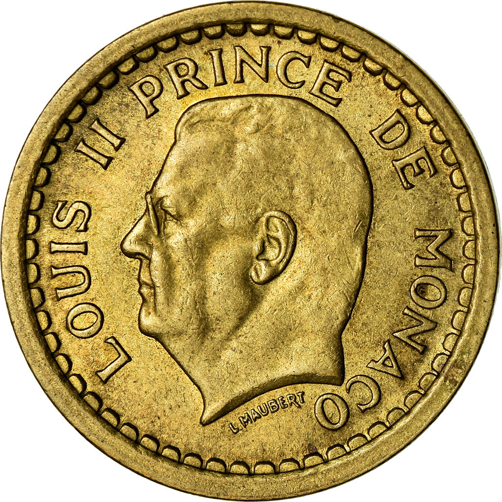 Coin, Monaco, Louis II, Franc, 1943, EF(40-45), Aluminum-Bronze, KM:120A
