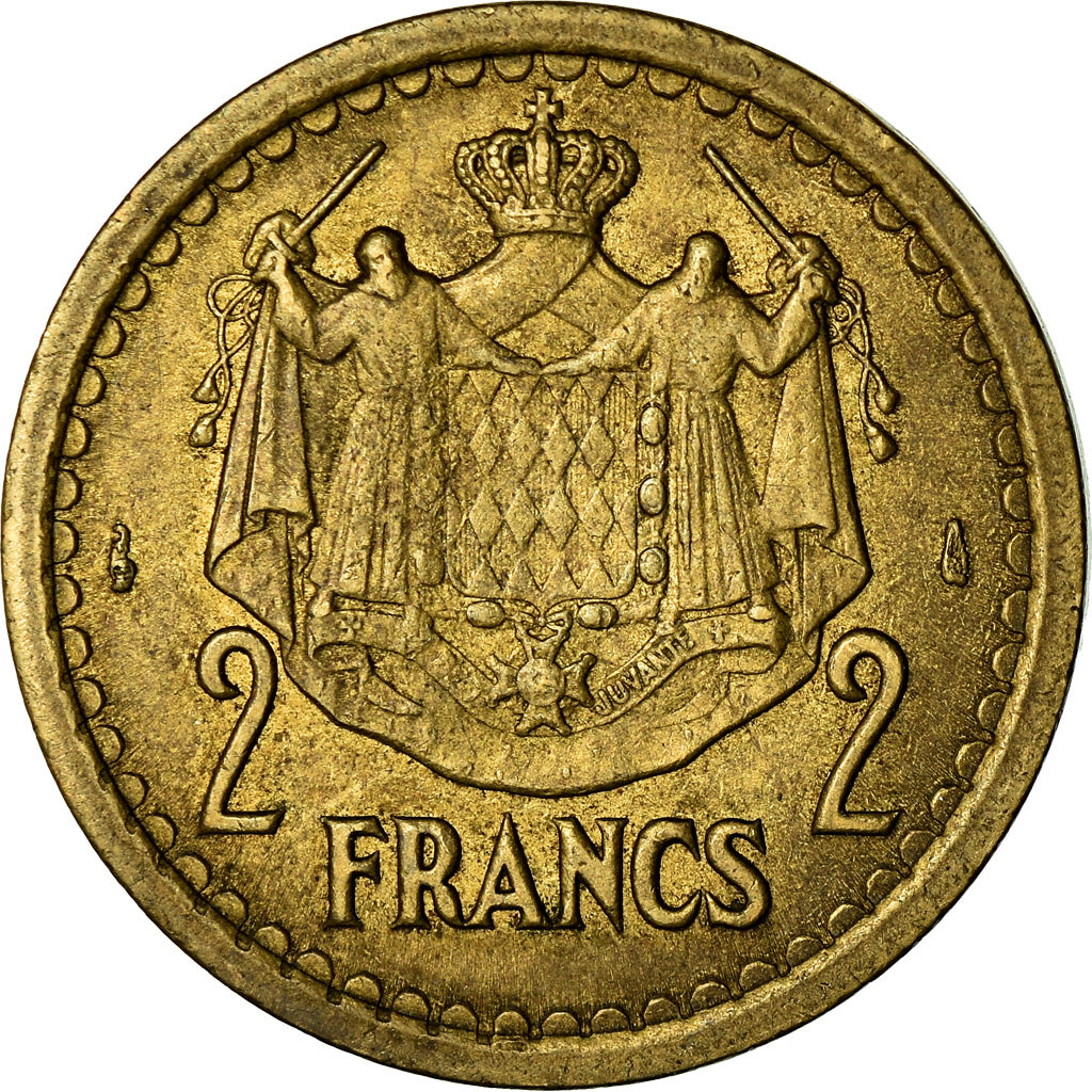 Moneta, Monaco, 2 Francs, Undated (1943), Poissy, BB, Rame-alluminio