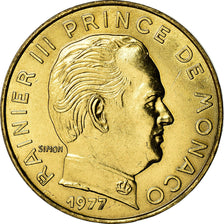 Coin, Monaco, Rainier III, 20 Centimes, 1977, AU(55-58), Aluminum-Bronze