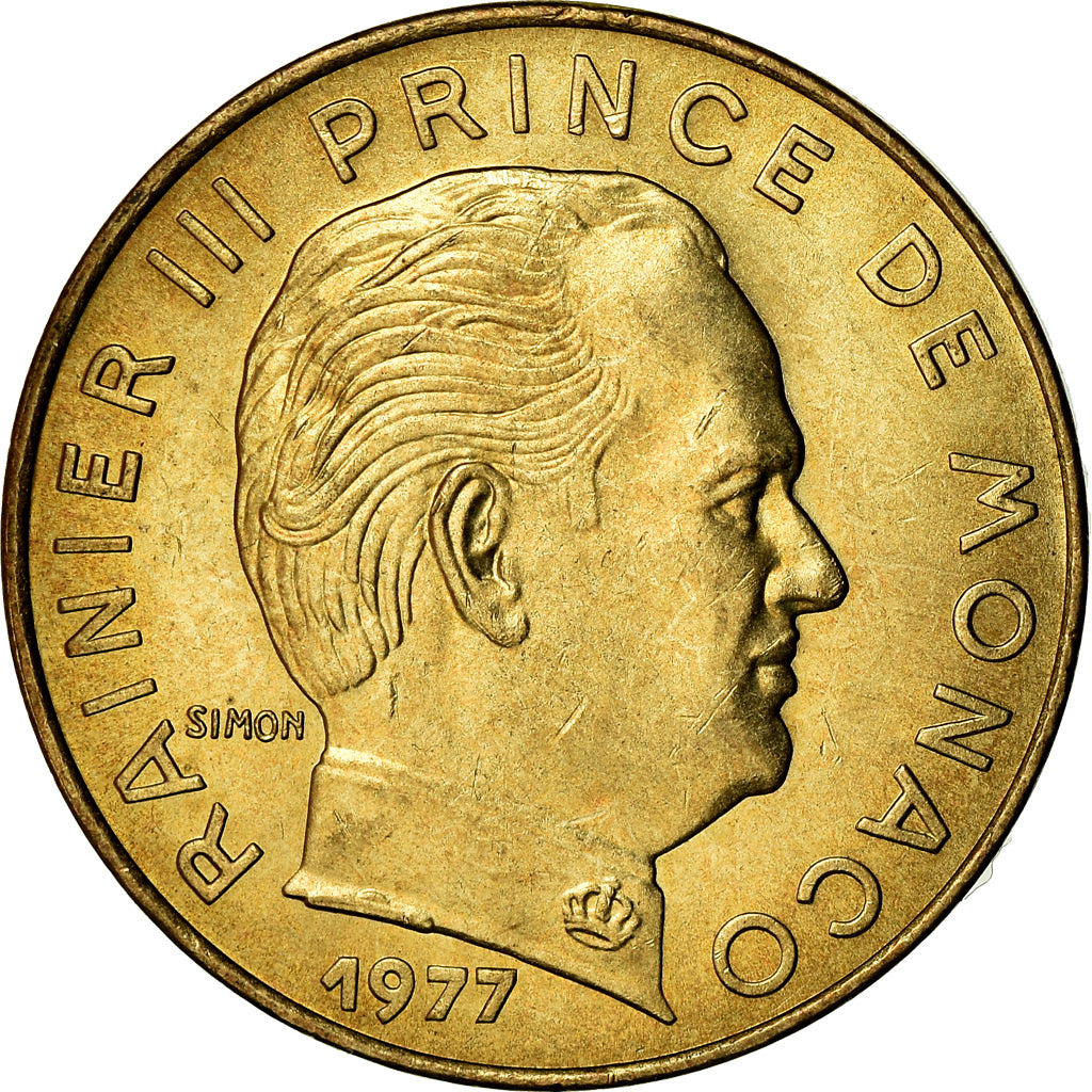 Coin, Monaco, Rainier III, 20 Centimes, 1977, AU(55-58), Aluminum-Bronze