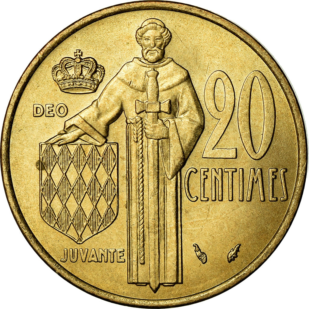 Coin, Monaco, Rainier III, 20 Centimes, 1977, AU(55-58), Aluminum-Bronze