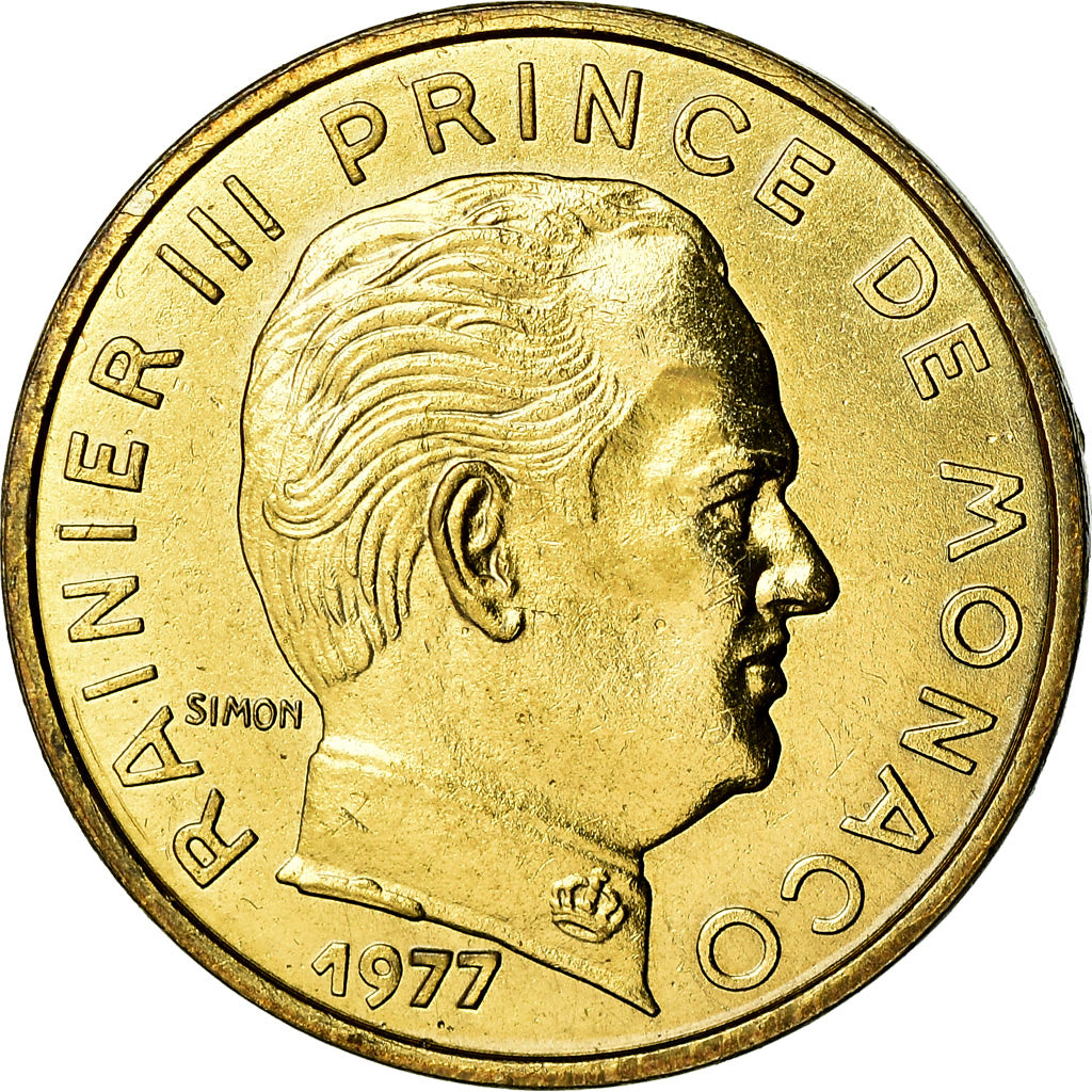 Coin, Monaco, Rainier III, 10 Centimes, 1977, AU(55-58), Aluminum-Bronze