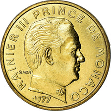 Coin, Monaco, Rainier III, 10 Centimes, 1977, AU(55-58), Aluminum-Bronze