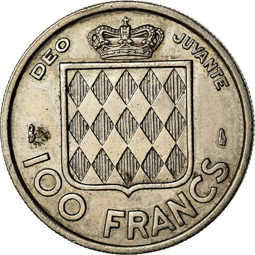 Moeda, Mónaco, Rainier III, 100 Francs, Cent, 1956, EF(40-45), Cobre-níquel