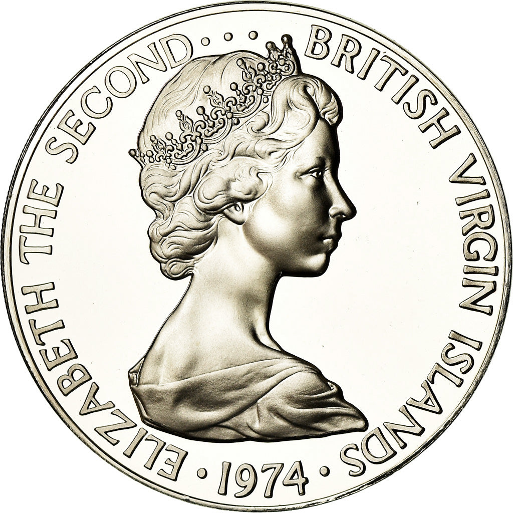 Moneta, ISOLE VERGINI BRITANNICHE, Elizabeth II, Dollar, 1974, Franklin Mint