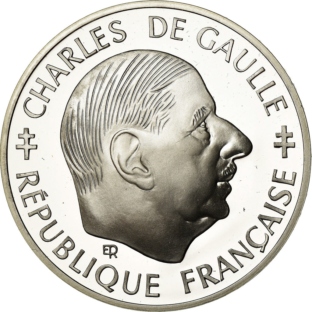 Coin, France, Charles de Gaulle, Franc, 1988, Paris, BE, MS(65-70), Silver