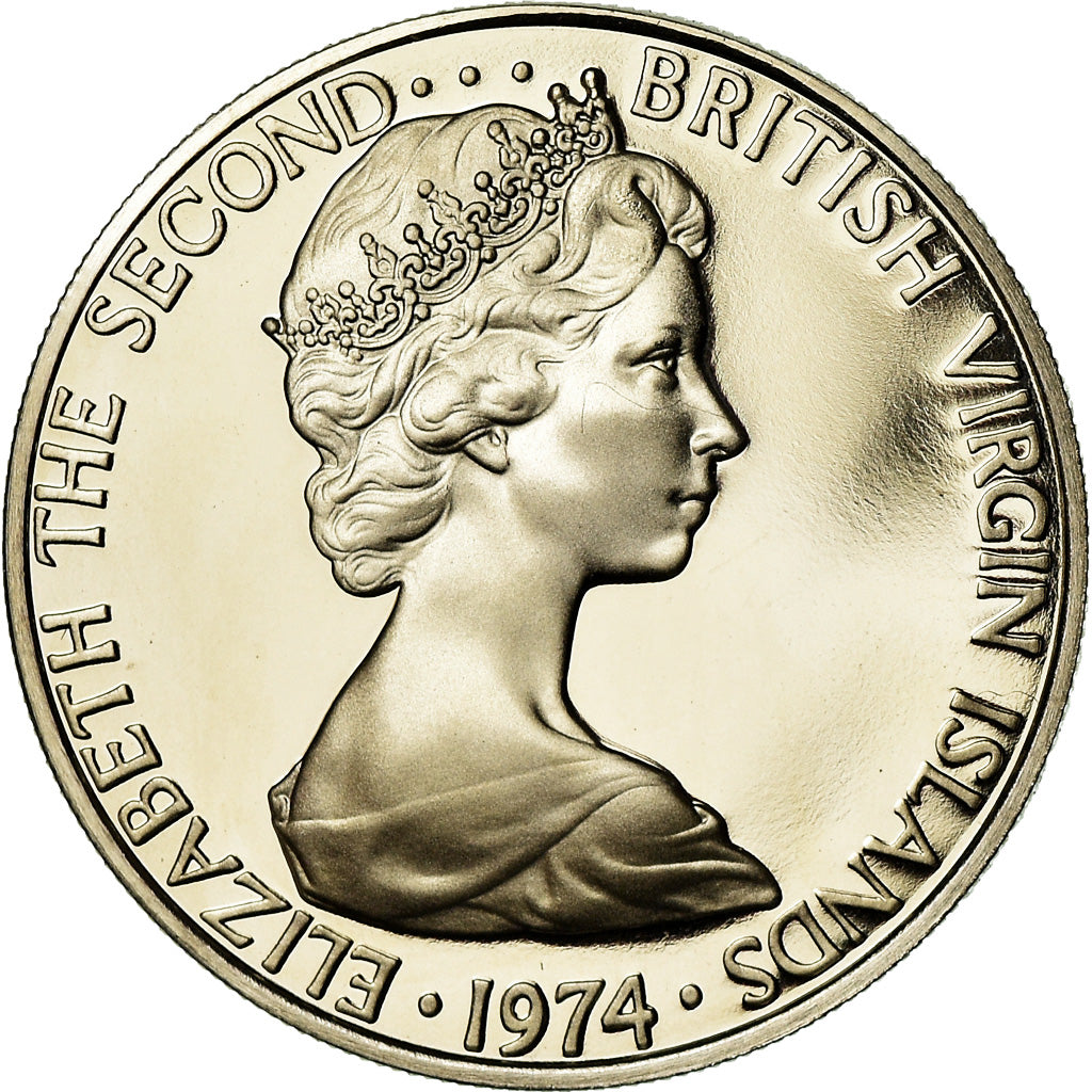 Moneta, ISOLE VERGINI BRITANNICHE, Elizabeth II, 25 Cents, 1974, Franklin Mint