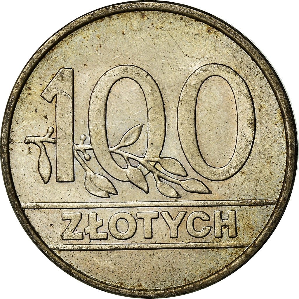 Moeda, Polónia, 100 Zlotych, 1990, Warsaw, VF(30-35), Cobre-níquel, KM:214
