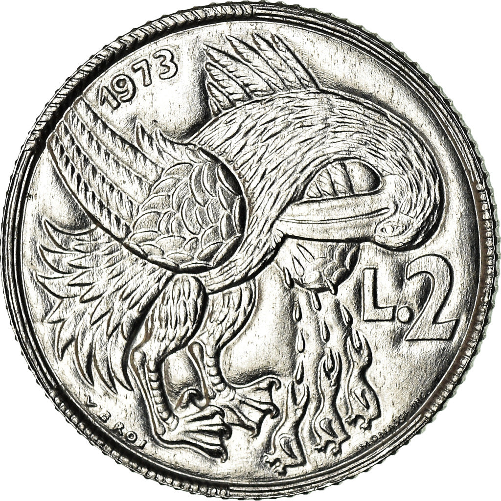 Moneta, San Marino, 2 Lire, 1973, Rome, FDC, Alluminio, KM:23