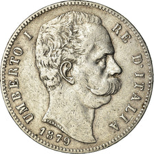 Coin, Italy, Umberto I, 5 Lire, 1879, Rome, EF(40-45), Silver, KM:20