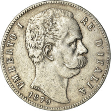 Munten, Italië, Umberto I, 5 Lire, 1879, Rome, ZF, Zilver, KM:20