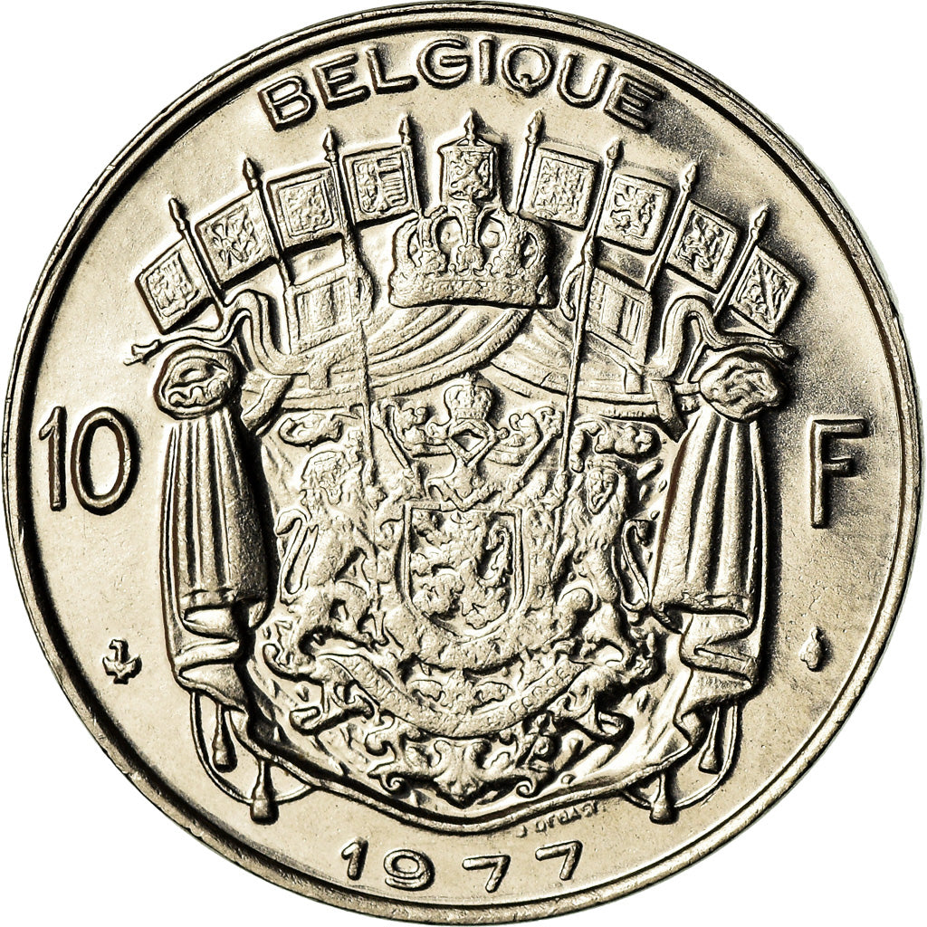 Munten, België, 10 Francs, 10 Frank, 1977, Brussels, PR, Nickel, KM:155.1