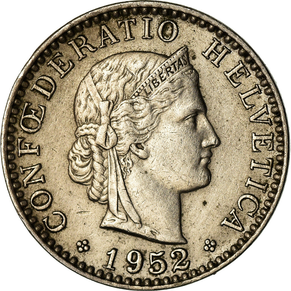 Moneta, Svizzera, 20 Rappen, 1952, Bern, BB, Rame-nichel, KM:29a