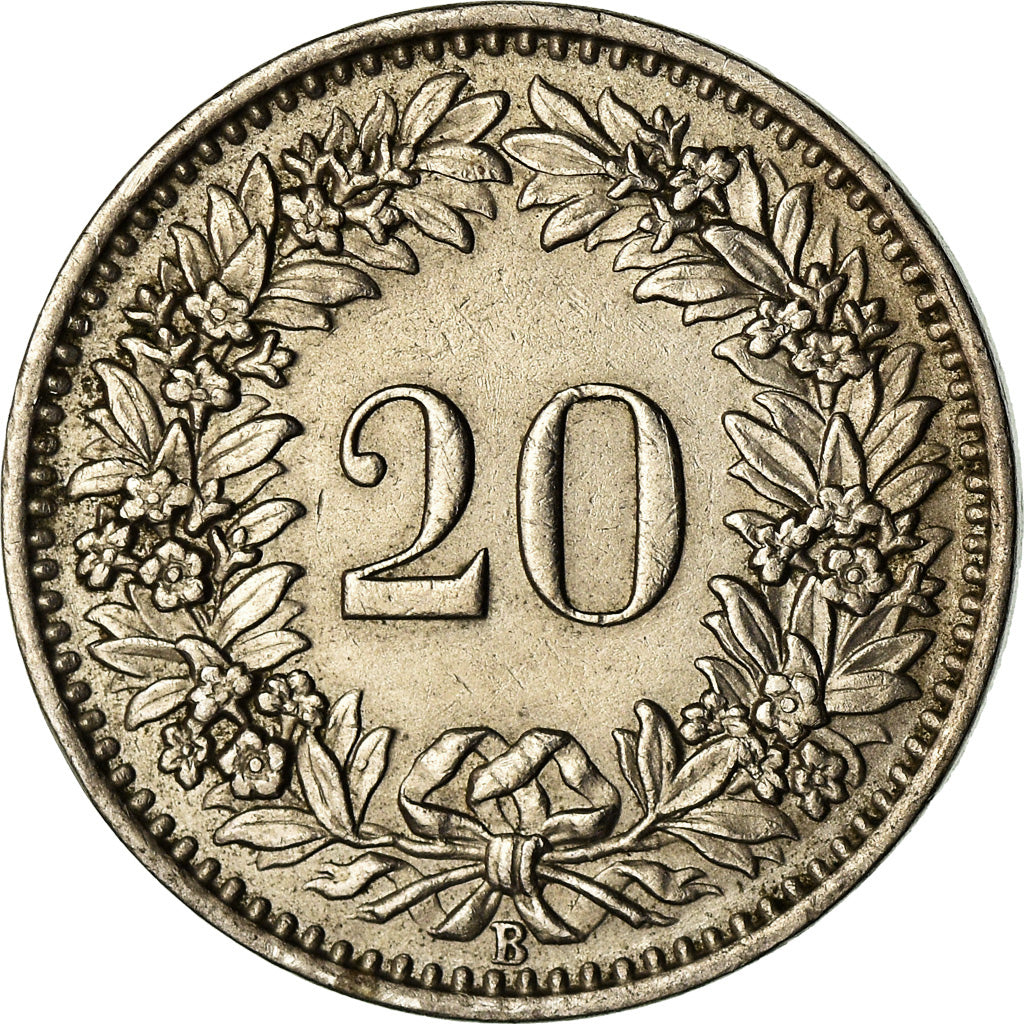 Moneta, Svizzera, 20 Rappen, 1952, Bern, BB, Rame-nichel, KM:29a