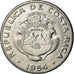 Moneda, Costa Rica, 2 Colones, 1954, MBC, Acero inoxidable, KM:187.1