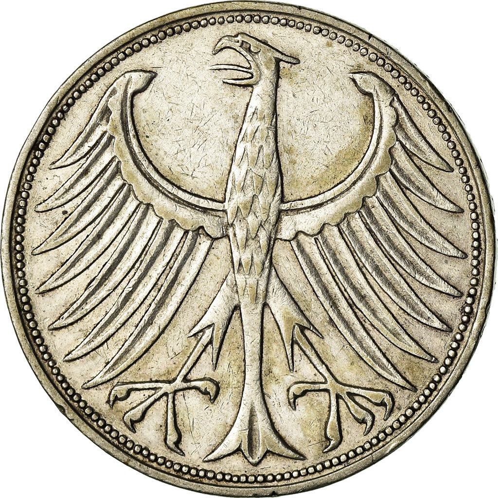 Moneta, GERMANIA - REPUBBLICA FEDERALE, 5 Mark, 1951, Stuttgart, MB+, Argento