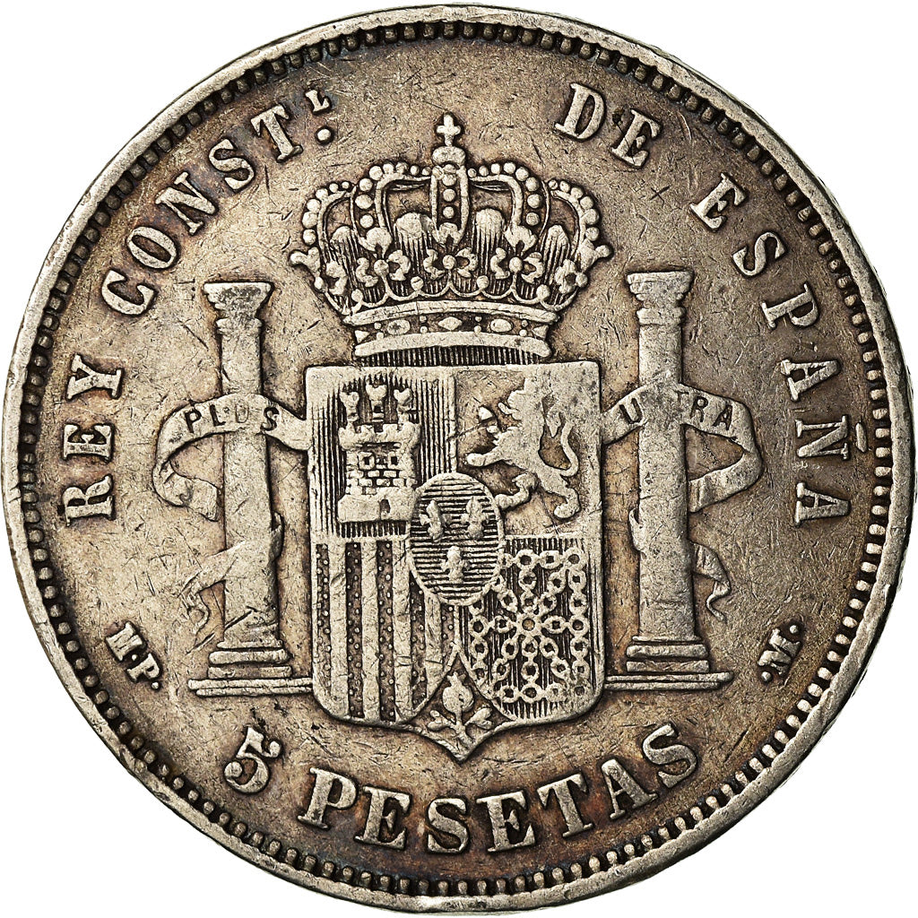 Coin, Spain, Alfonso XIII, 5 Pesetas, 1889, Madrid, VF(30-35), Silver, KM:689
