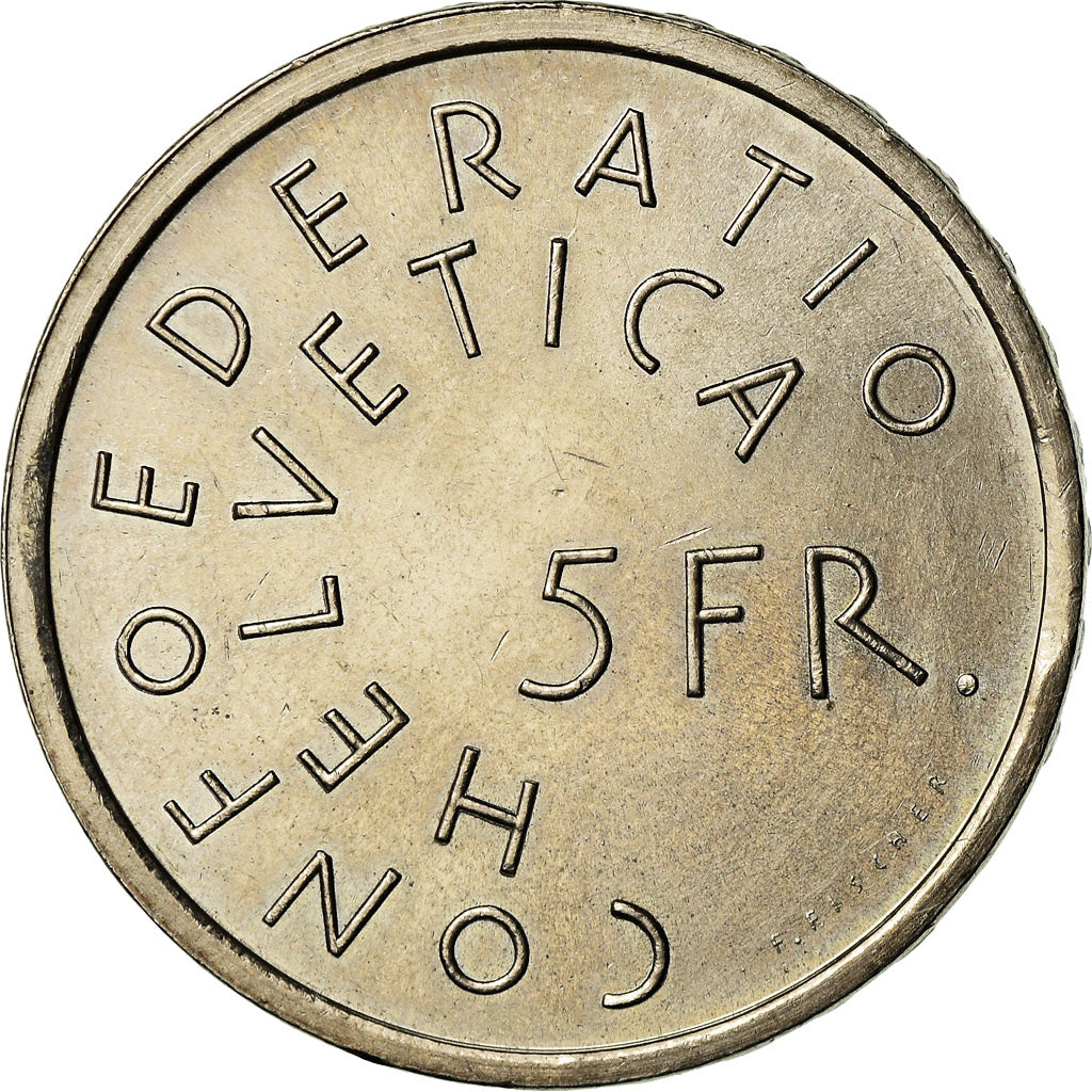 Coin, Switzerland, 5 Francs, 1975, EF(40-45), Copper-nickel, KM:53