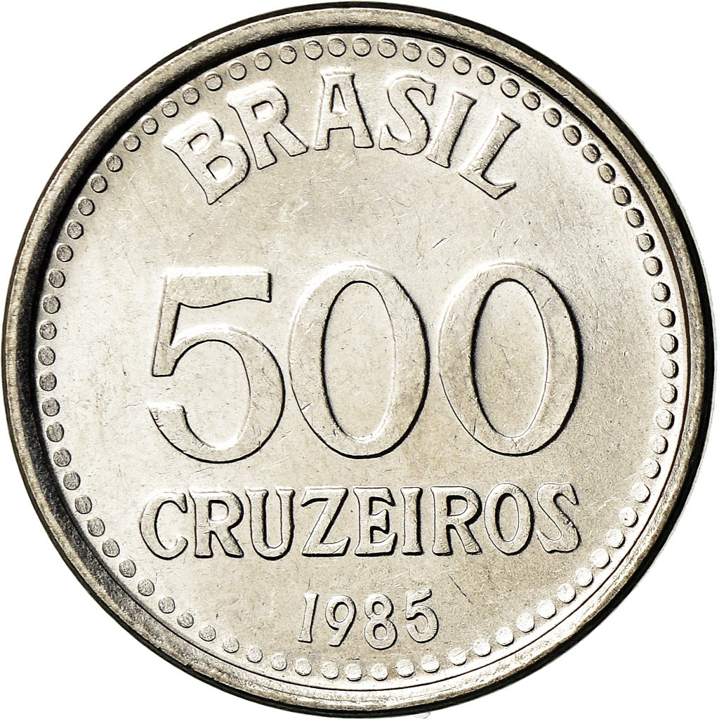 Moneta, Brasile, 500 Cruzeiros, 1985, SPL-, Acciaio inossidabile, KM:597