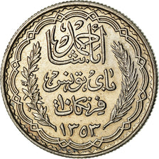 Coin, Tunisia, Ahmad Pasha Bey, 10 Francs, 1934, Paris, EF(40-45), Silver