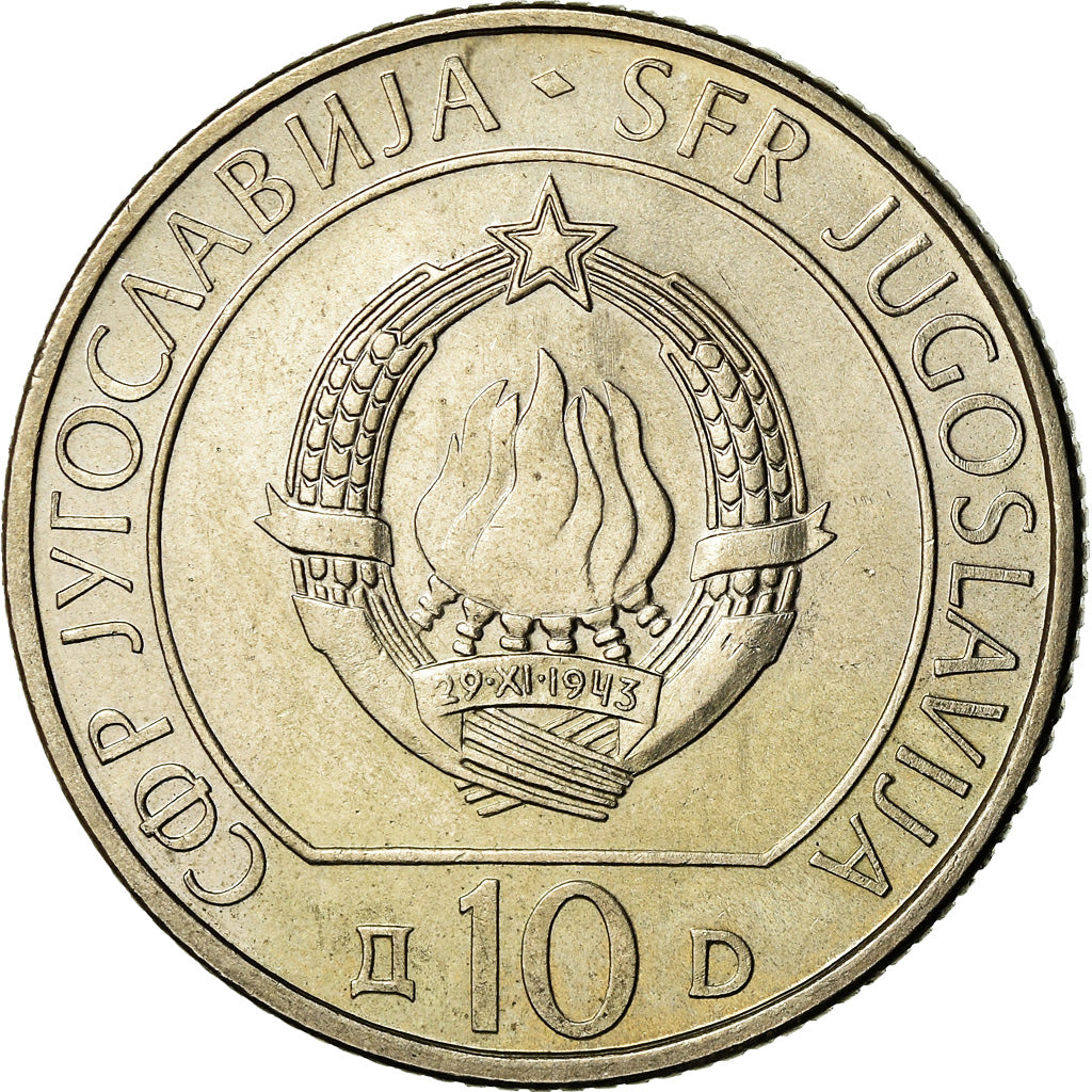 Moneta, Iugoslavia, 10 Dinara, 1983, BB+, Rame-nichel, KM:96