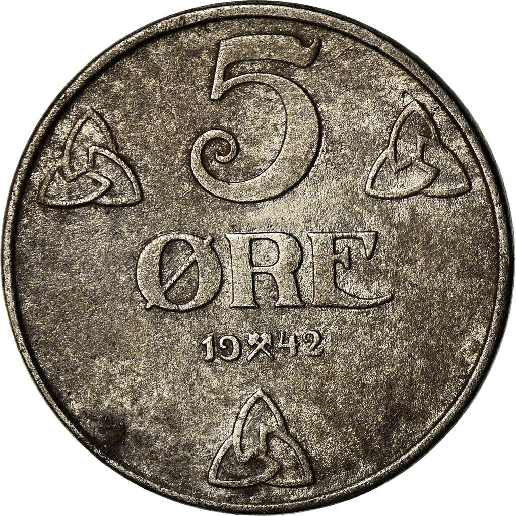 Coin, Norway, Haakon VII, 5 Öre, 1942, VF(30-35), Iron, KM:388