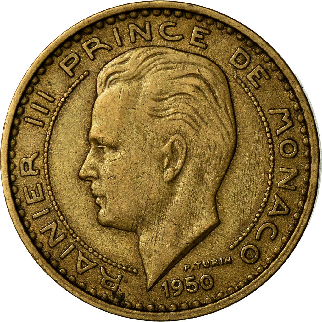 Coin, Monaco, Rainier III, 50 Francs, Cinquante, 1950, Monaco, EF(40-45)