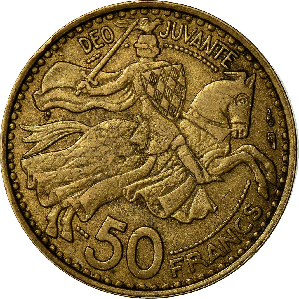 Coin, Monaco, Rainier III, 50 Francs, Cinquante, 1950, Monaco, EF(40-45)