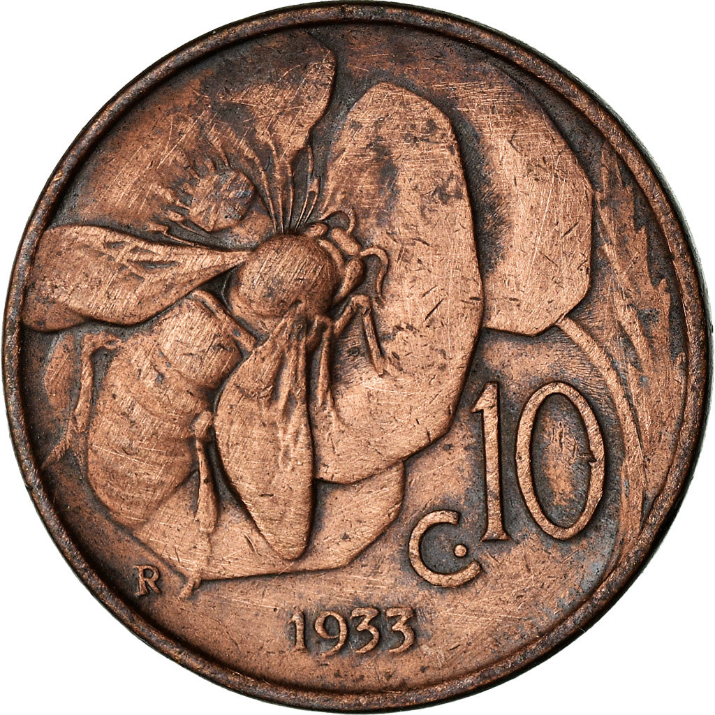 Coin, Italy, Vittorio Emanuele III, 10 Centesimi, 1933, Rome, VF(30-35), Bronze