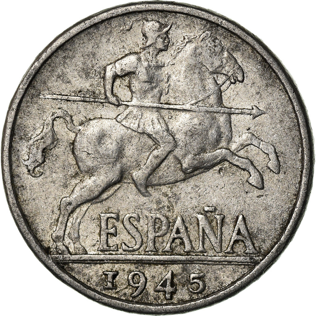 Coin, Spain, 10 Centimos, 1945, Madrid, VF(30-35), Aluminum, KM:766