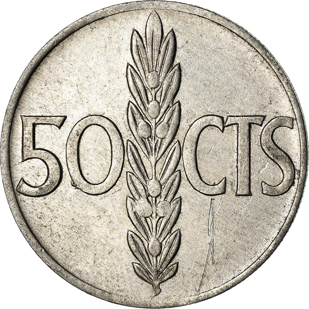 Coin, Spain, Francisco Franco, caudillo, 50 Centimos, 1967, EF(40-45), Aluminum
