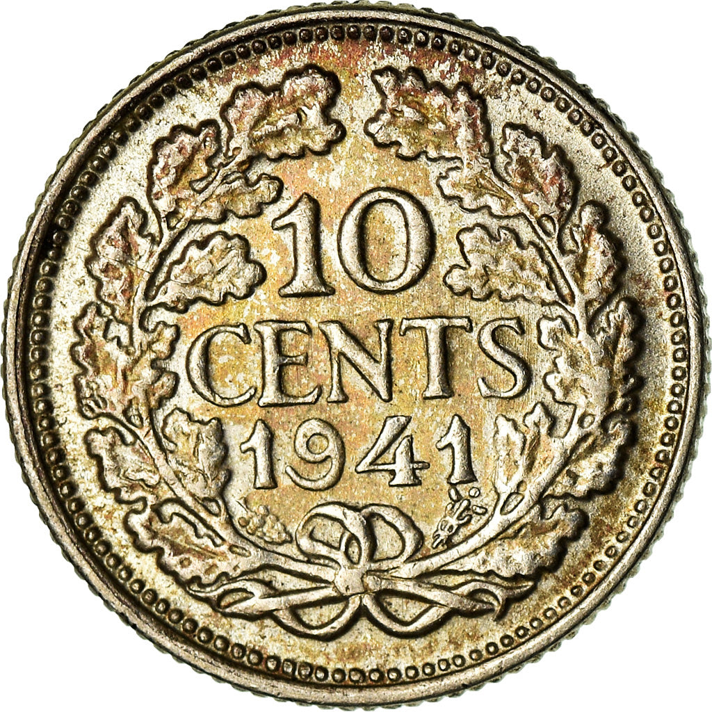 Monnaie, Pays-Bas, Wilhelmina I, 10 Cents, 1941, SUP, Argent, KM:163
