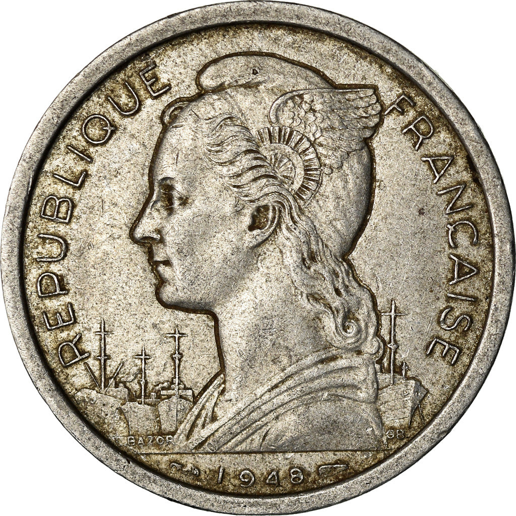 Coin, Réunion, 2 Francs, 1948, VF(30-35), Aluminum, KM:8