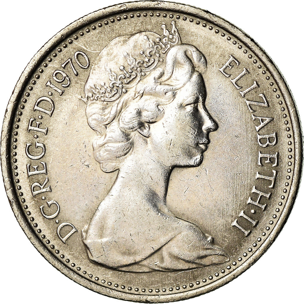 Münze, Großbritannien, Elizabeth II, 5 New Pence, 1970, SS+, Copper-nickel