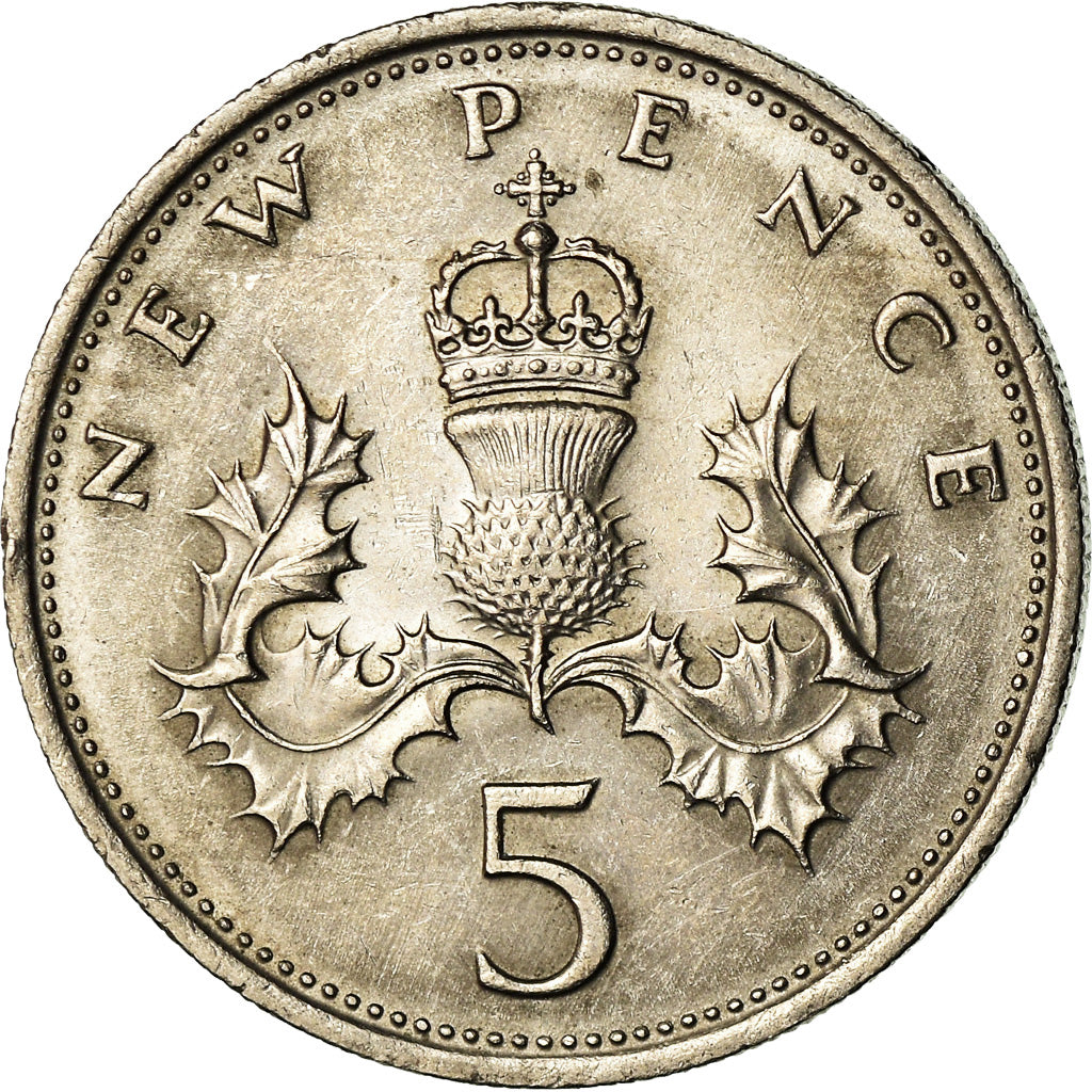 Münze, Großbritannien, Elizabeth II, 5 New Pence, 1970, SS+, Copper-nickel