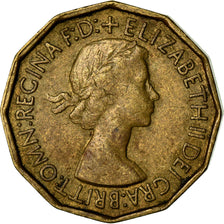 Monnaie, Grande-Bretagne, Elizabeth II, 3 Pence, 1953, TB+, Nickel-brass, KM:886