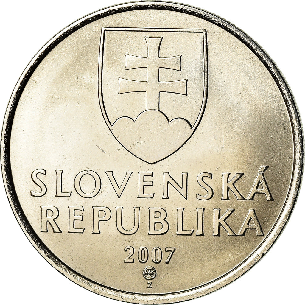 Münze, Slowakei, 5 Koruna, 2007, VZ, Nickel plated steel, KM:14