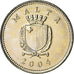 Coin, Malta, 2 Cents, 2004, MS(63), Copper-nickel, KM:94