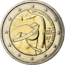 France, 2 Euro, 25e Anniversaire du ruban rose, 2017, SUP, Bi-Metallic